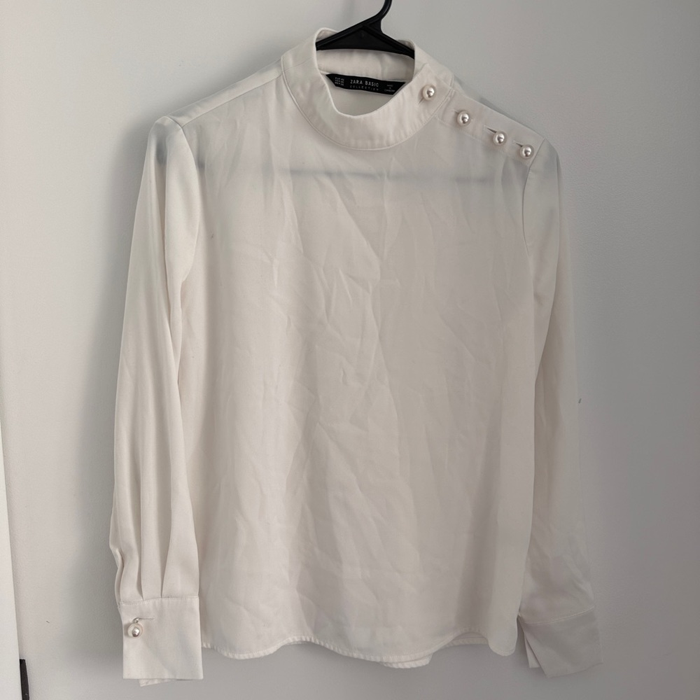 Zara Pearl Button Blouse